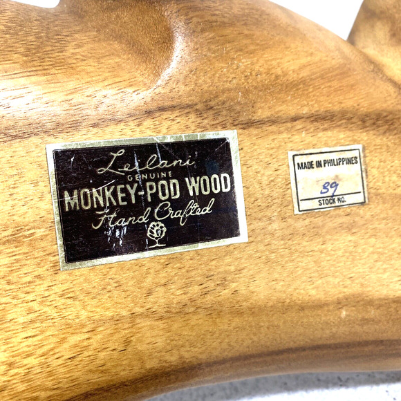 Leilani genuine Monkey Pod Wood hand crafted snack tray 4 section wooden decor - Picture 9 of 9